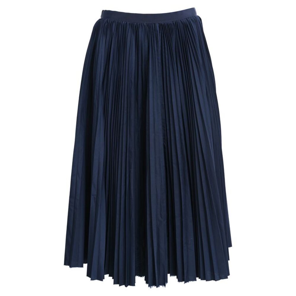 Sacai Pleated Midi Skirt in Navy Blue Polyester